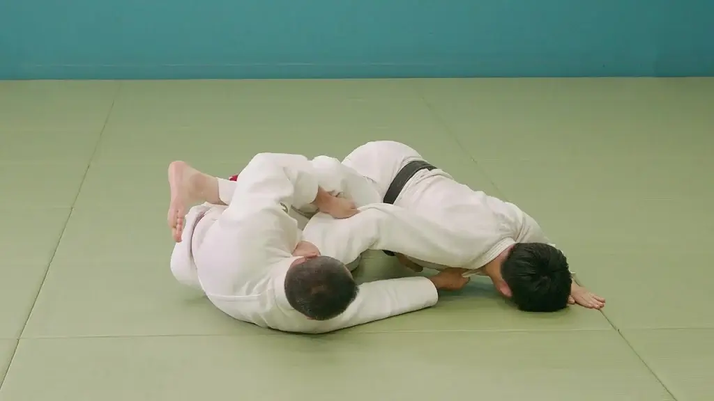 Anwendung von Ashi-garami durch Judoka.